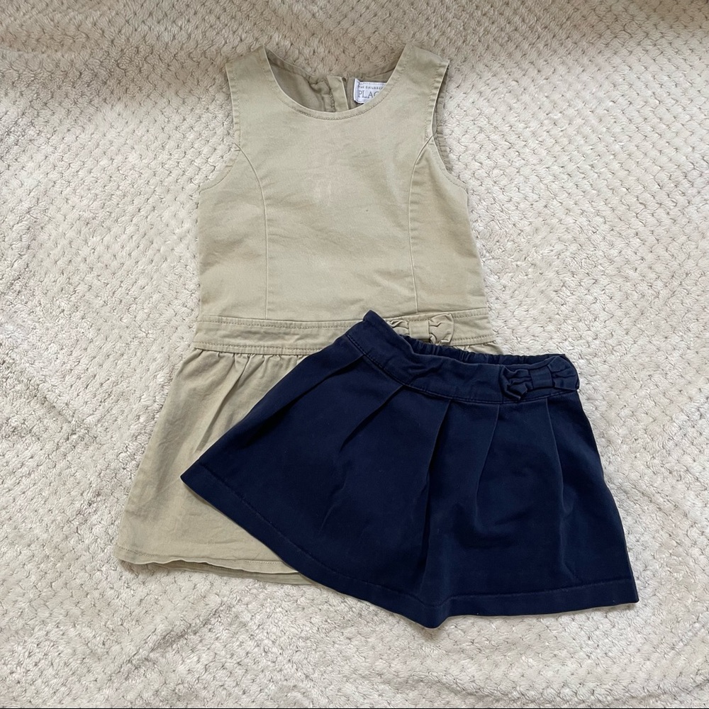 Toddler Girl 4T childrens place school uniform dress skirt navy khaki